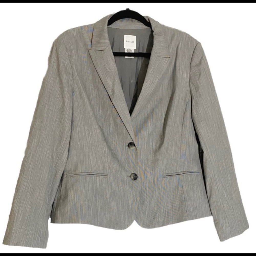Kate Hill Grey Single Breasted Blazer Size 16